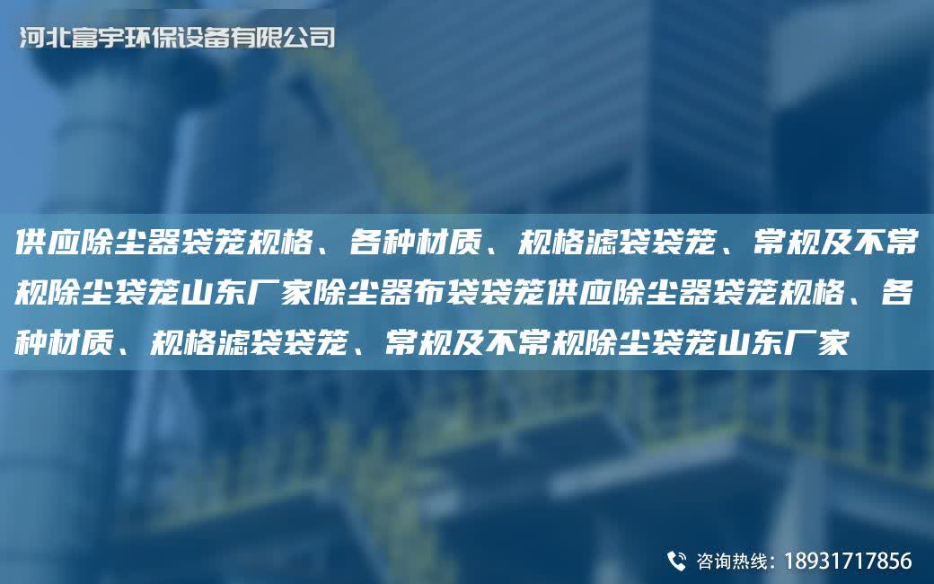 供應除塵器袋籠規格、各種材質、規格濾袋袋籠、常規及不常規除塵袋籠山東廠家除塵器布袋袋籠供應除塵器袋籠規格、各種材質、規格濾袋袋籠、常規及不常規除塵袋籠山東廠家