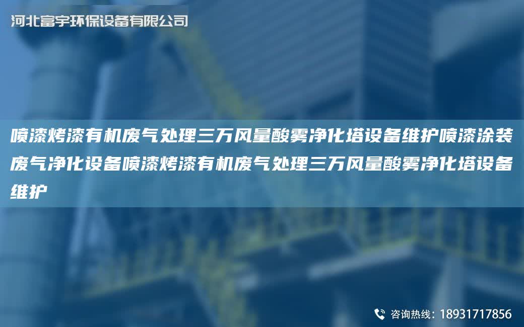 噴漆烤漆有機廢氣處理三萬風量酸霧凈化塔設備維護噴漆涂裝廢氣凈化設備噴漆烤漆有機廢氣處理三萬風量酸霧凈化塔設備維護