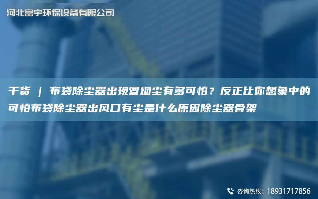 干貨 | 布袋除塵器出現(xiàn)冒煙塵有多可怕？反正比你想象中的可怕布袋除塵器出風(fēng)口有塵是什么原因除塵器骨架