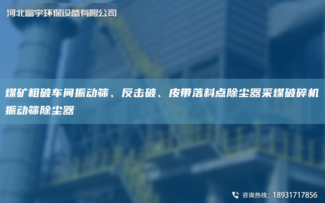 煤礦粗破車間振動篩、反擊破、皮帶落料點除塵器采煤破碎機振動篩除塵器