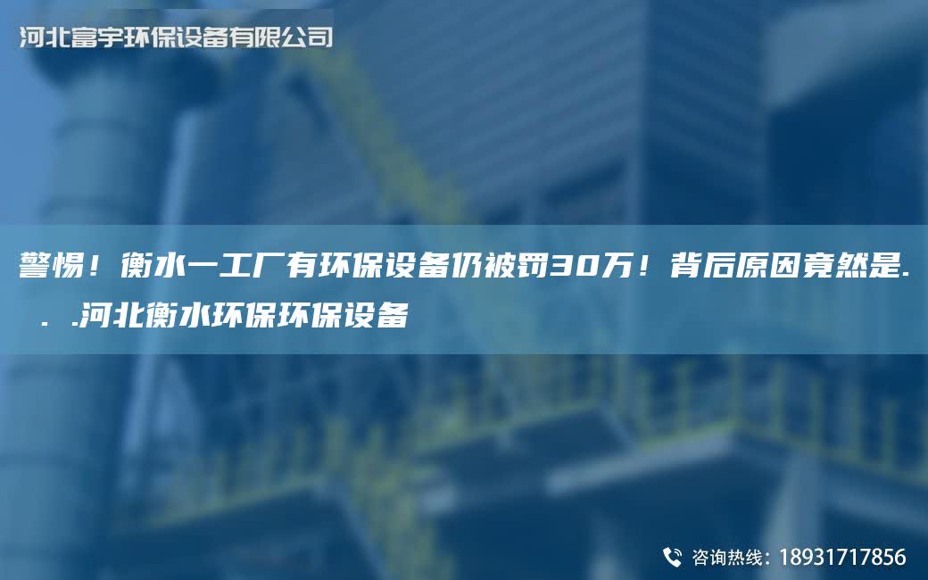 警惕！衡水一工廠有環保設備仍被罰30萬！背后原因竟然是. . .河北衡水環保環保設備