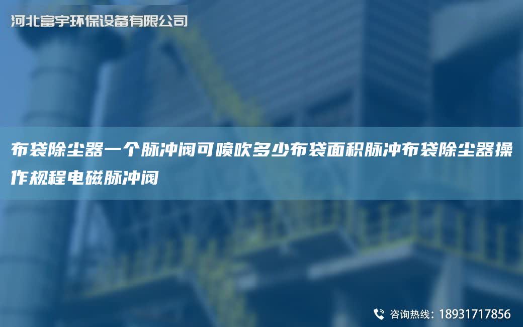 布袋除塵器一個脈沖閥可噴吹多少布袋面積脈沖布袋除塵器操作規程電磁脈沖閥