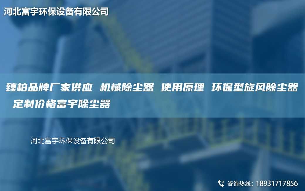 臻柏PP廠家供應 機械除塵器 使用原理 環保型旋風除塵器 定制價格富宇除塵器