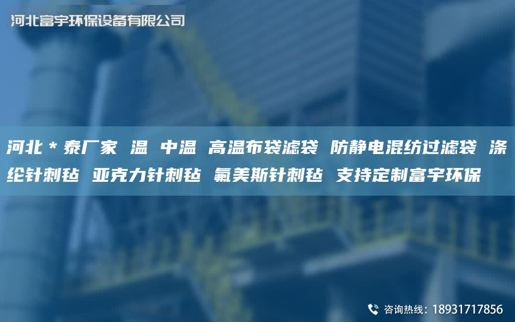 河北＊泰廠家 溫 中溫 高溫布袋濾袋 防靜電混紡過濾袋 滌綸針刺氈 亞克力針刺氈 氟美斯針刺氈 支持定制富宇環(huán)保