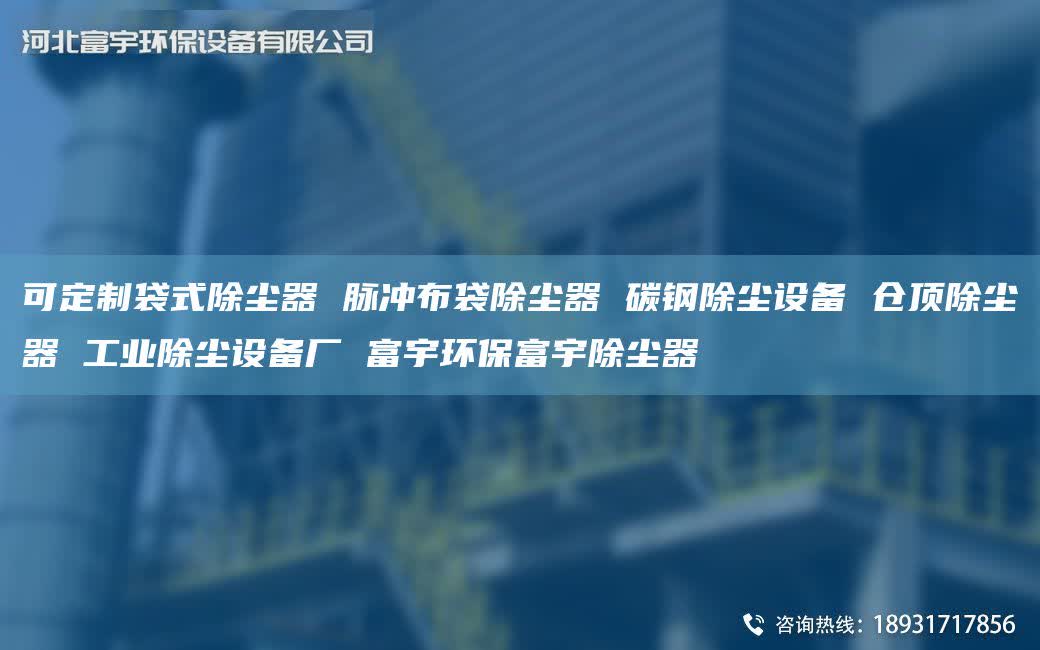 可定制袋式除塵器 脈沖布袋除塵器 碳鋼除塵設備 倉頂除塵器 工業除塵設備廠 富宇環保富宇除塵器